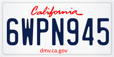 CA license plate 6WPN945