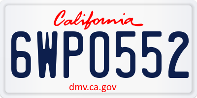 CA license plate 6WPO552