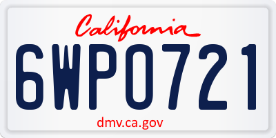 CA license plate 6WPO721