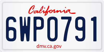 CA license plate 6WPO791
