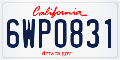CA license plate 6WPO831