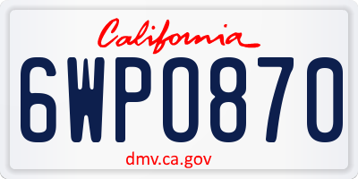CA license plate 6WPO870