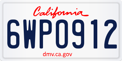 CA license plate 6WPO912