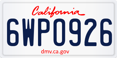 CA license plate 6WPO926