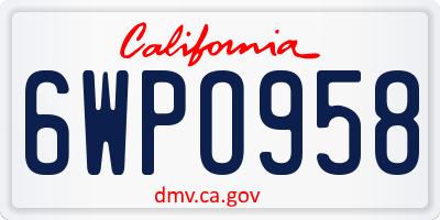 CA license plate 6WPO958