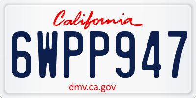 CA license plate 6WPP947
