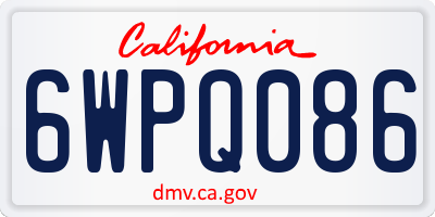 CA license plate 6WPQ086