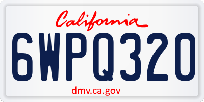 CA license plate 6WPQ320