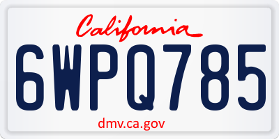 CA license plate 6WPQ785