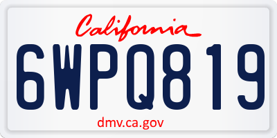 CA license plate 6WPQ819