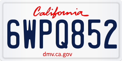 CA license plate 6WPQ852