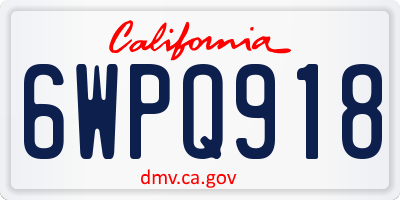 CA license plate 6WPQ918