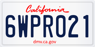 CA license plate 6WPR021