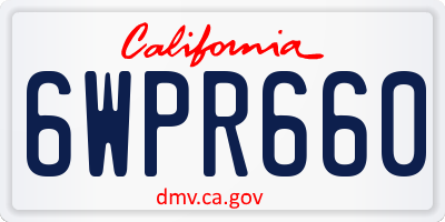 CA license plate 6WPR660
