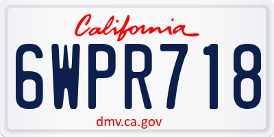 CA license plate 6WPR718