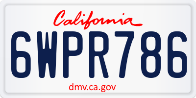 CA license plate 6WPR786