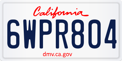 CA license plate 6WPR804