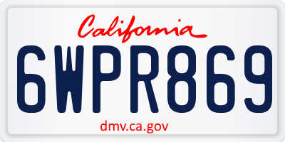 CA license plate 6WPR869