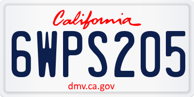 CA license plate 6WPS205