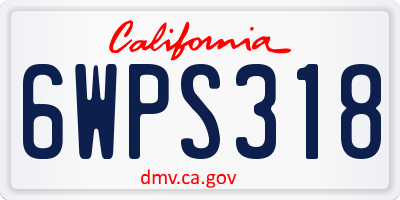 CA license plate 6WPS318
