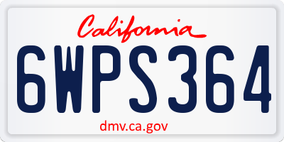CA license plate 6WPS364