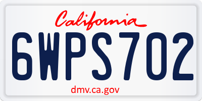 CA license plate 6WPS702