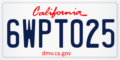 CA license plate 6WPT025