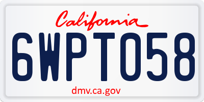CA license plate 6WPT058