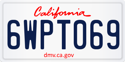 CA license plate 6WPT069
