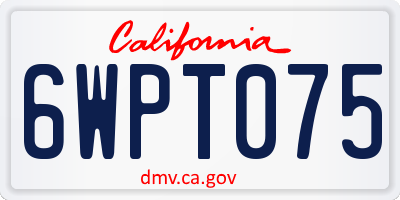 CA license plate 6WPT075