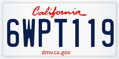CA license plate 6WPT119