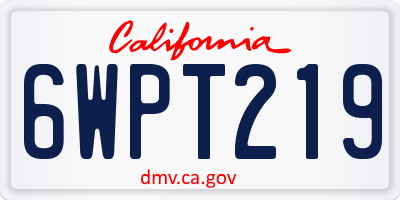 CA license plate 6WPT219