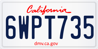 CA license plate 6WPT735