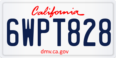 CA license plate 6WPT828