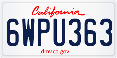CA license plate 6WPU363