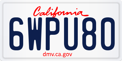 CA license plate 6WPU80