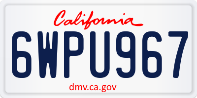 CA license plate 6WPU967