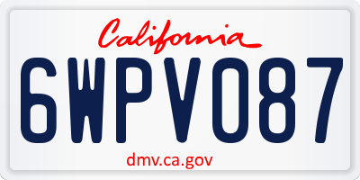 CA license plate 6WPV087