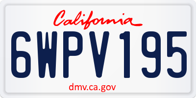 CA license plate 6WPV195