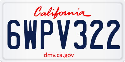 CA license plate 6WPV322