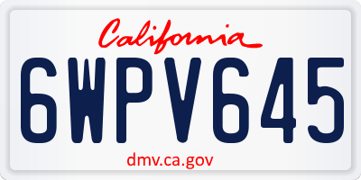 CA license plate 6WPV645