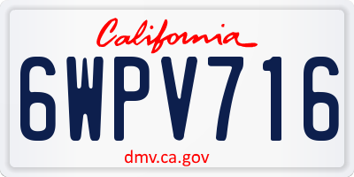 CA license plate 6WPV716