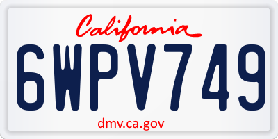 CA license plate 6WPV749