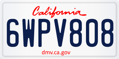 CA license plate 6WPV808