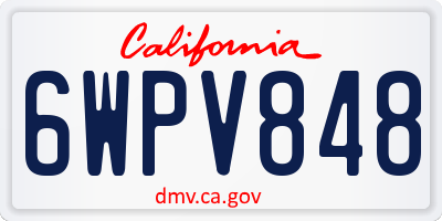CA license plate 6WPV848