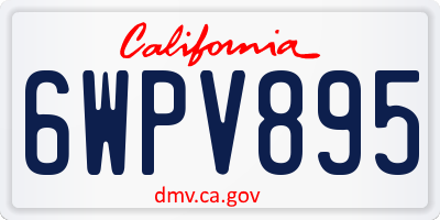 CA license plate 6WPV895