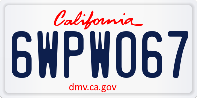 CA license plate 6WPW067