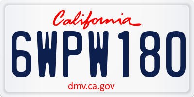 CA license plate 6WPW180