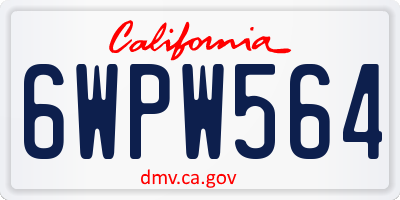 CA license plate 6WPW564