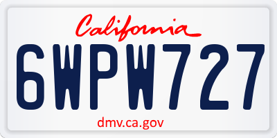 CA license plate 6WPW727